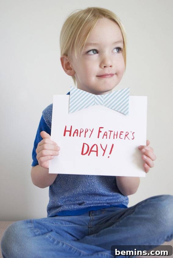 A cute bow tie Father's Day card, a charming and handmade gift from the kids.