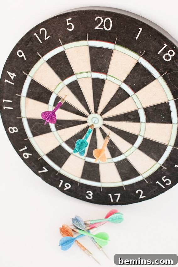 A handmade dartboard, perfect for a game room or man cave.