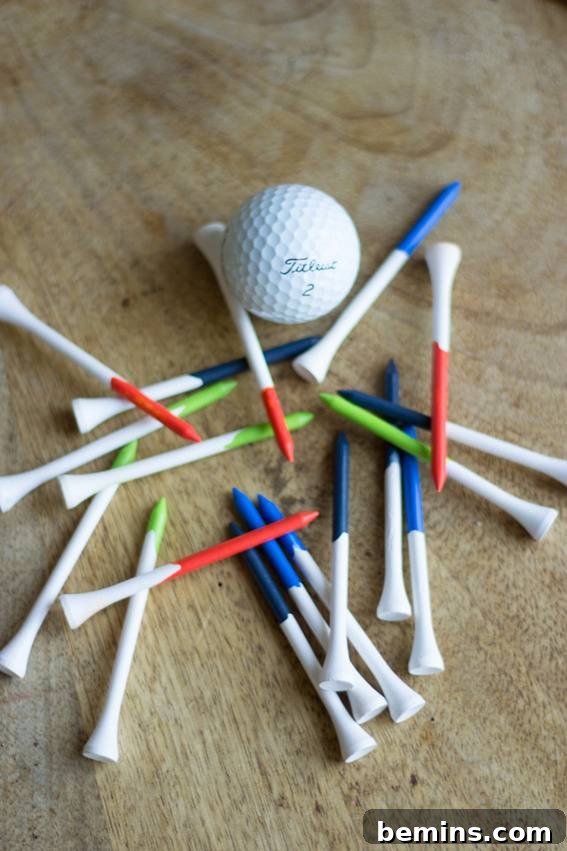Custom painted golf tees, a personalized and fun gift for the golf enthusiast dad.
