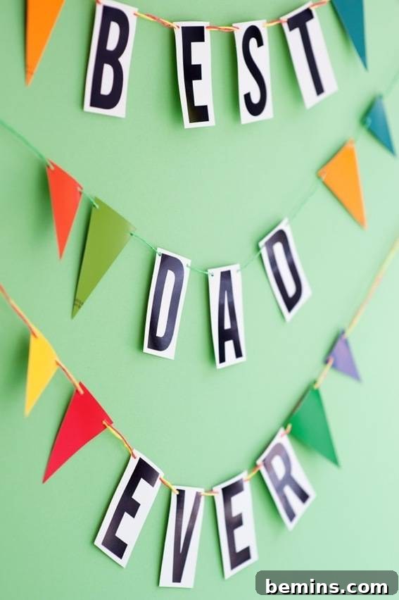 A festive Father's Day garland made with hardware store letters, a charming and personalized decoration.