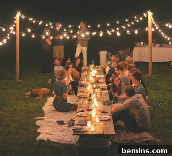 Outdoor Kitchen Dreams: 12 DIY Spaces to Inspire 14 People are dining at outdoor space on a celebration day.