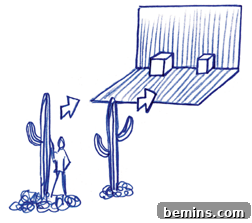 Crafting a 3D Photo Display 13 A person is standing near two cactuses in a drawing.