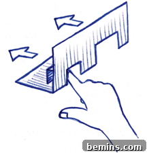 Crafting a 3D Photo Display 10 A hand is inserting into a hole model image drawing is showing the arrow mark.