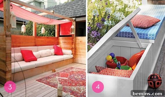 Moroccan Inspired Outdoor Seating with Built-in Bench