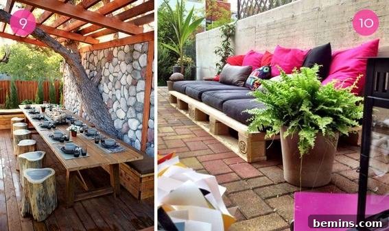 Rustic Outdoor Seating with Log Stools
