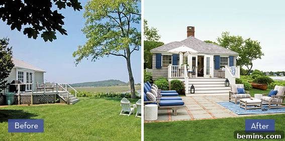 Backyard Bliss: 8 Stunning Transformations for Unforgettable Gatherings 8 Backyard patio with tile flooring and comfortable padded seating.