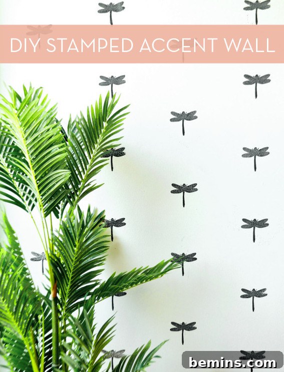 Stamped statement wall sticker design with plant.