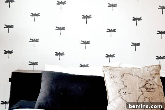 Stamped statement wall decorations and cushions.