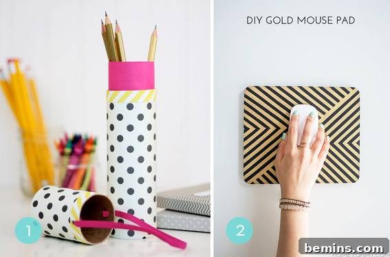 10 Speedy DIYs to Spruce Up Your Workspace 3 DIY Pencil Holder from Shipping Tube