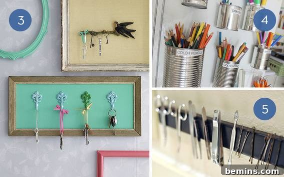 Top 10 Genius Home Organization Hacks 4 Use frames to create pretty key organizers
