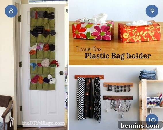 Top 10 Genius Home Organization Hacks 6 Use an over-the-door shoe organizer to house scarves, hats and other accessories