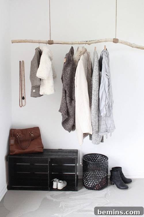 Rustic Branch Hanger: A Natural and Unique Entryway Decor Idea