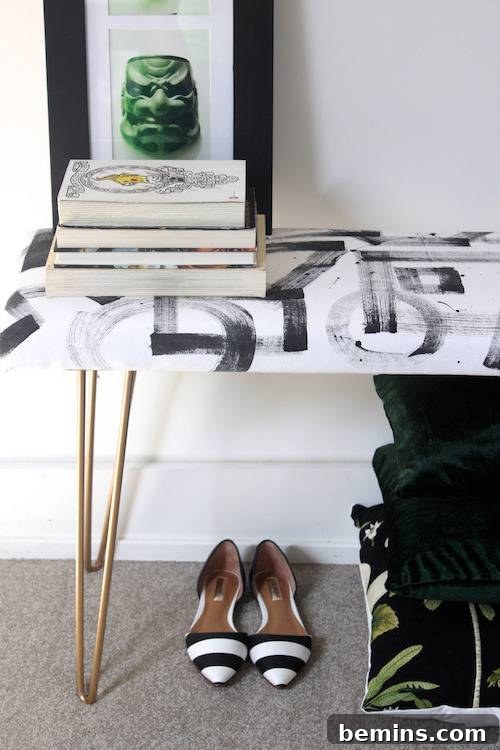 DIY Brushstroke Upholstered Bench: A Functional and Artistic Seating Solution