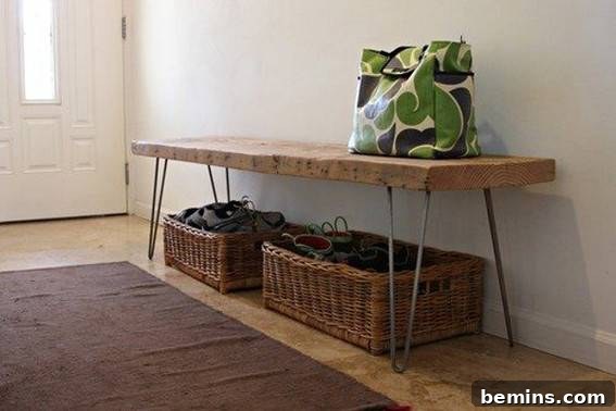 An rustic color wood bench will give great outlook for your outdoor.