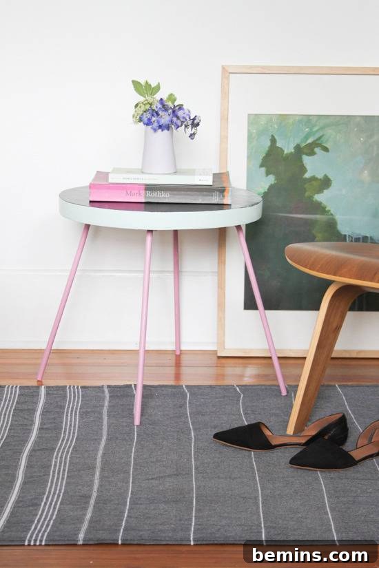 A white room has a table, chair and shoes.