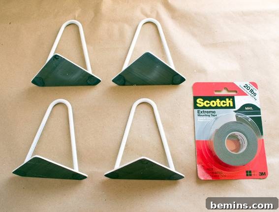 Attaching hairpin legs using foam adhesive tape