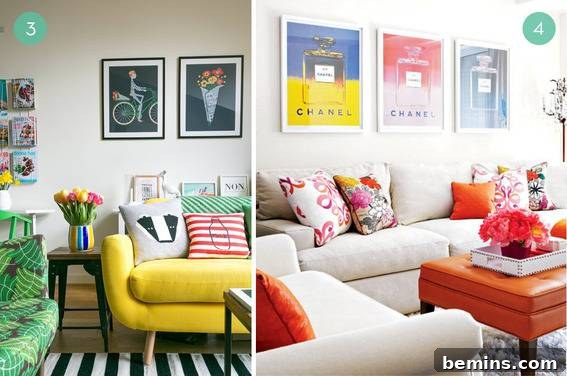 Eye-Catching Hues: 10 Vibrant Living Room Designs 4 Living Room with Multicolor Rug