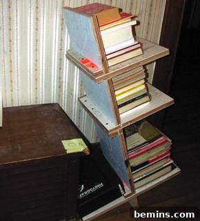 Plywood prototype of a DIY Pisa bookshelf.