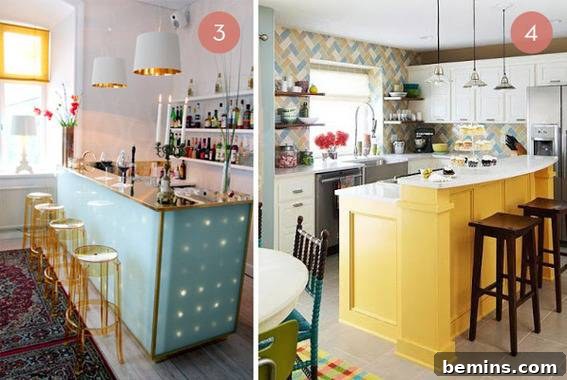 Eclectic home bar with retro and modern glam elements