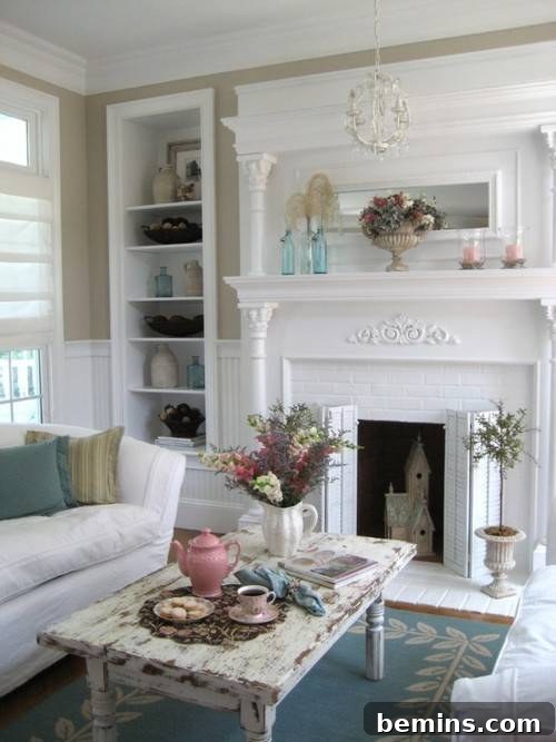 Shabby-Chic Furniture: Distressed White and Romantic Details