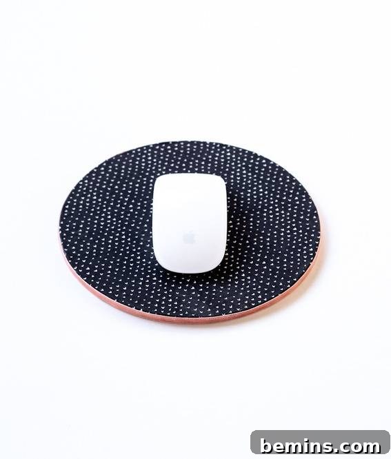 Close Up of Finished DIY Cork Mousepad
