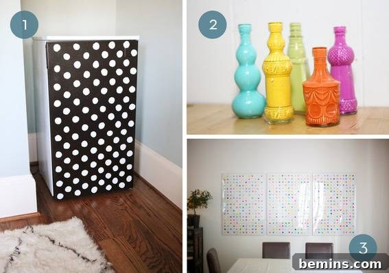 Polka Dot Mini Fridge DIY Dorm Room Decor
