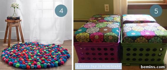 Colorful Pom Pom Rug DIY Dorm Room Decor
