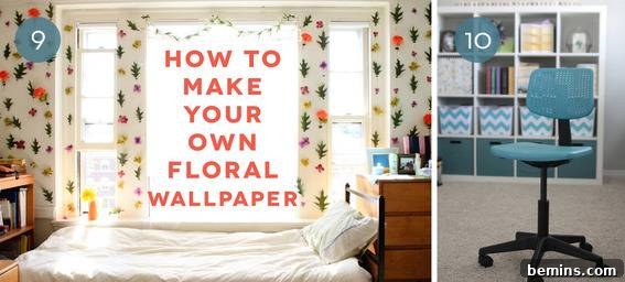 Floral Wallpaper DIY Dorm Room Decor
