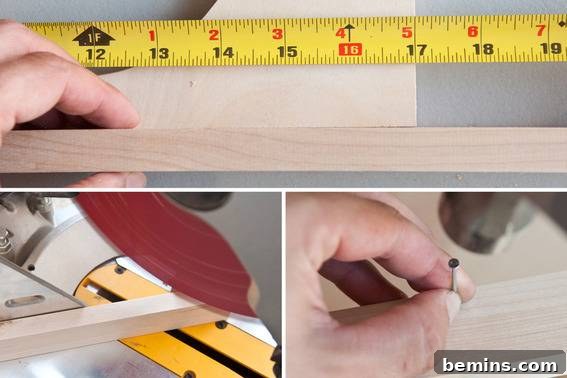 Measuring wooden logs to make dog bowl.