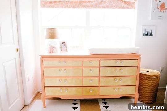 Full View of Completed Gold Leaf Dresser