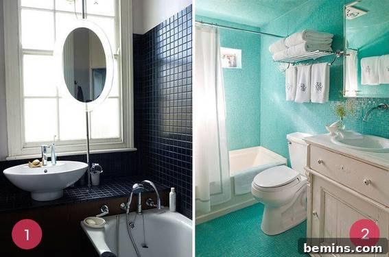 Dramatic Small Bathroom with Black Tile