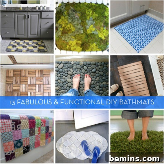 Nine different types of stylish and unique bath mats.