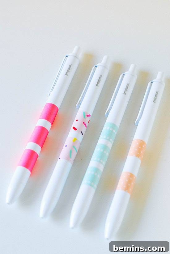 Decorated Pens with Washi Tape