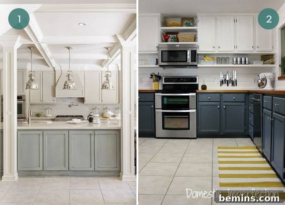 Two-Tone Kitchen Cabinets with Beige and White