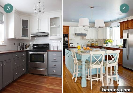 Two-Tone Kitchen Cabinets with White and Light Wood