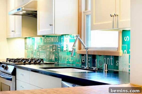 Kitchen having white cabinet, green wall and a window in the middle.