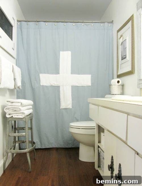 15 DIY Shower Curtains to Elevate Your Bathroom 14 DIY Swiss Cross Shower Curtain