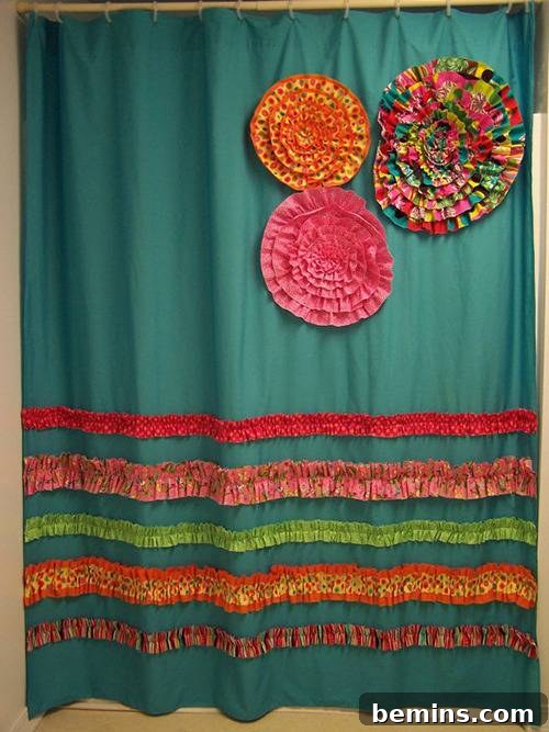 15 DIY Shower Curtains to Elevate Your Bathroom 15 DIY Ruffled Strips and Circles Shower Curtain