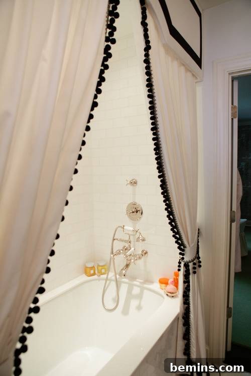 15 DIY Shower Curtains to Elevate Your Bathroom 17 DIY Pom Pom Trim Shower Curtain