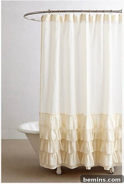 15 DIY Shower Curtains to Elevate Your Bathroom 3 DIY Ruffled Shower Curtain
