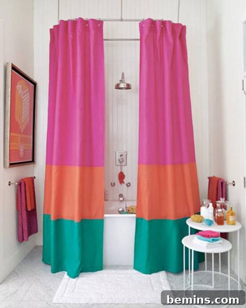 15 DIY Shower Curtains to Elevate Your Bathroom 6 DIY Color Block Shower Curtain