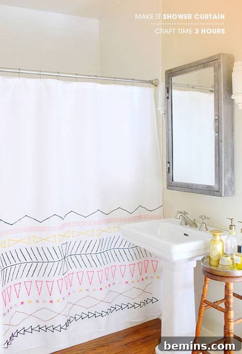 15 DIY Shower Curtains to Elevate Your Bathroom 9 DIY Yarn Pattern Shower Curtain