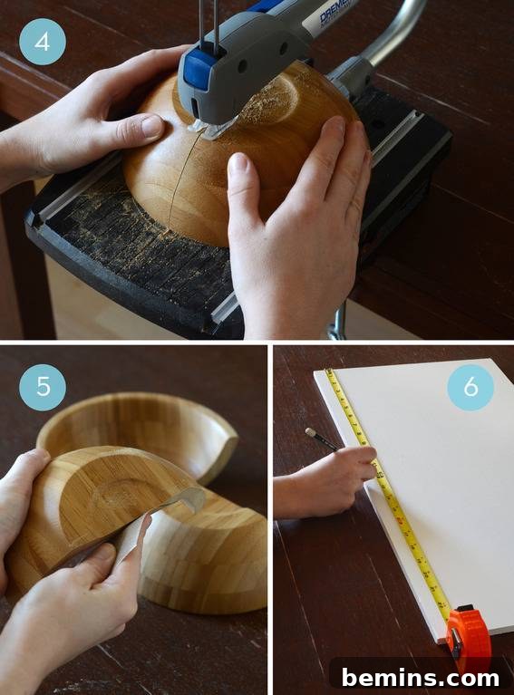 DIY Wooden Half-Bowl Organizer 5 DIY Wooden Half Bowl Storage - Cutting the Bowls