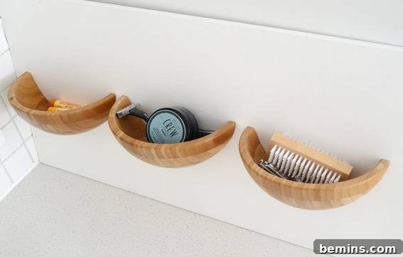 DIY Wooden Half-Bowl Organizer 9 DIY Wooden Half Bowl Storage - In Use