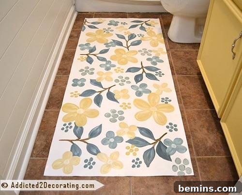 Hand-painted floral bathmat
