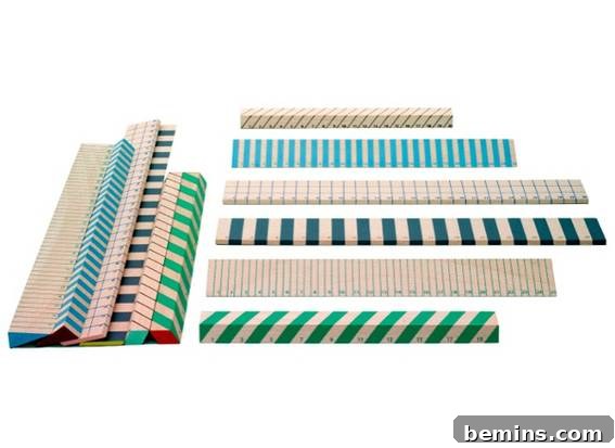 A set of wooden rulers wrapped in packaging paper.