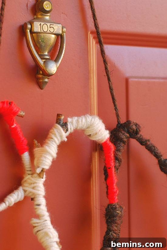 diy yarn-wrapped twigs