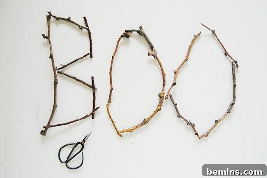 Gathering Twigs and Yarn for Your DIY Halloween Decoration