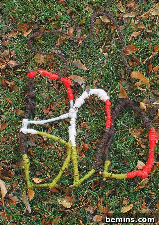 diy yarn-wrapped twigs