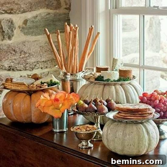 Nature's Bounty: A Thanksgiving Table Transformation 4 Natural Thanksgiving Table Decor with Pumpkin Dish Stands